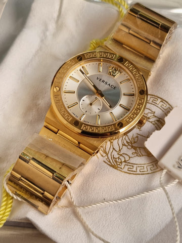 Versace Men’s Quartz Swiss Made Gold Stainless Steel Silver Dial 41mm Watch VEVI00520